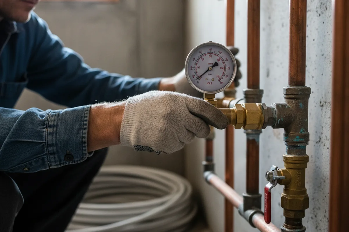 Pressure testing a repaired line during Water Line Repair in Kearney